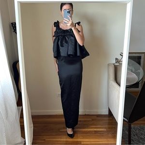 shona joy maxi satin polyester dress size 2 XS black sleeveless C7